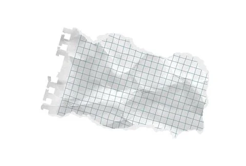 Paper rip torn corner piece with isolated blue grid scrapbook. Old angle letter Stock Illustration