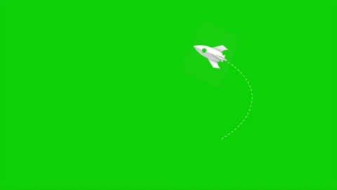 A paper rocket influenced flying on green screen animated chromakey. Stock Footage 320990229