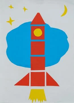 A paper rocket made by hands. Items for children's creativity Stock Illustration