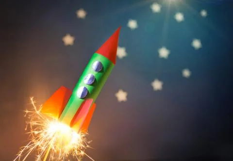 Paper rocket model Stock Photos