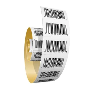 Paper roll with barcode stickers - scanning labels bobbin Stock-Illustration