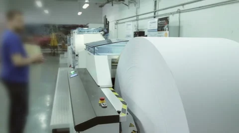 Paper Roll On Digital Inkjet Printer Video stock 63453000