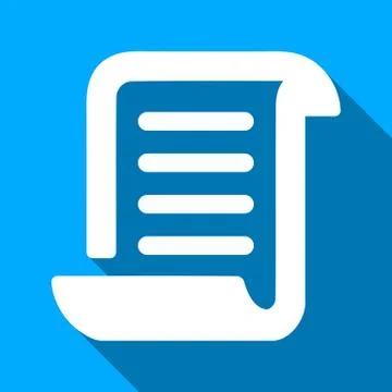 Paper Roll Flat Long Shadow Square Icon Stock Illustration