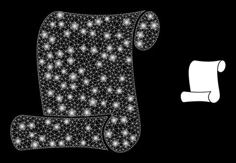 Paper Roll Icon - Polygonal Mesh with Glare Spots Stock Illustration