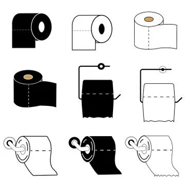 Paper roll icon on white background. toilet tissue paper roll sign. Stock Illustration