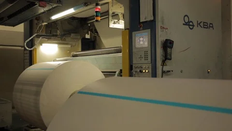 Paper Roll on Machine in Factory Stock Footage 113016164