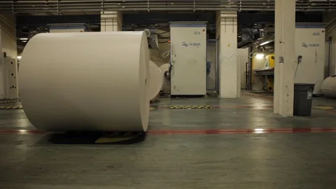 Paper Roll on Track in Factory Stock Footage 113015568