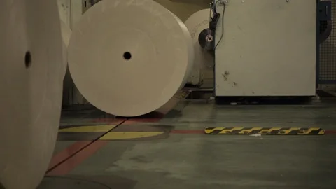 Paper Roll on Track in Factory Stock Footage 113015680