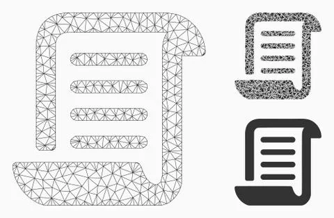 Paper Roll Vector Mesh 2D Model and Triangle Mosaic Icon Stock Illustration