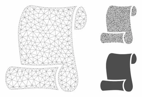 Paper Roll Vector Mesh 2D Model and Triangle Mosaic Icon 스톡 일러스트