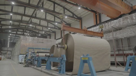 Paper roll winding process controlled by factory workers Видео 290516727