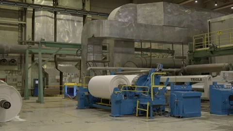 Paper rolling machine tool in manufacturing plant workshop Stock Footage 280907707