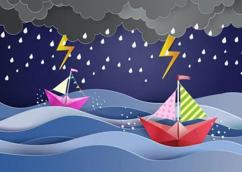 Paper sailing boat. Stock Illustration