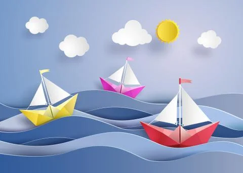 Paper sailing boat. Stock Illustration