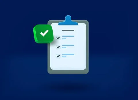 Paper schedule with checkmark icon. 3d vector illustration Stock Illustration