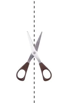Paper scissors cutting along broken line Stock Photos