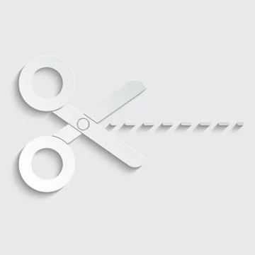 Paper scissors icon vector with shadow Stock Illustration