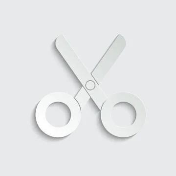 Paper scissors icon vector with shadow Stock Illustration