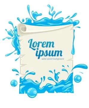 Paper script template with water splashes Stock Illustration