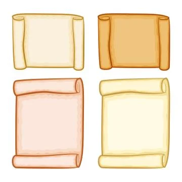 Paper scroll clipart set vector isolated on white background. Empty, blank pa Stock Illustration