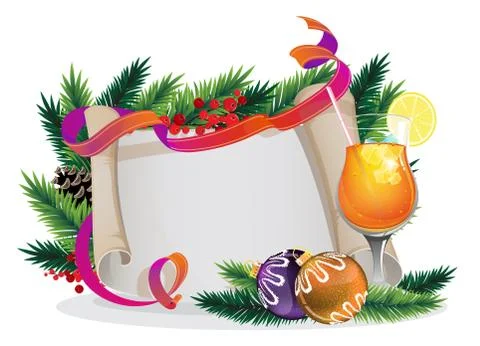 Paper scroll with cocktail Illustrazione stock