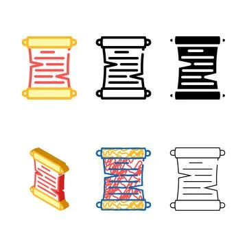Paper scroll color icon types vector flat Stockillustratie
