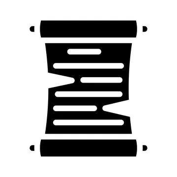 Paper scroll glyph icon vector black illustration Stock Illustration