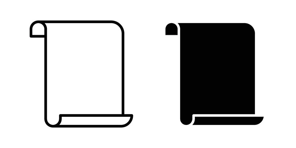 Paper Scroll icon pack with silhouette and stroke web icons 스톡 일러스트