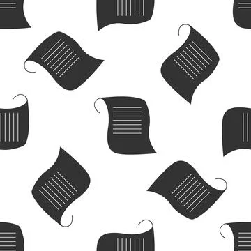 Paper scroll icon seamless pattern on white background. Canvas scroll sign. Flat Stock Illustration