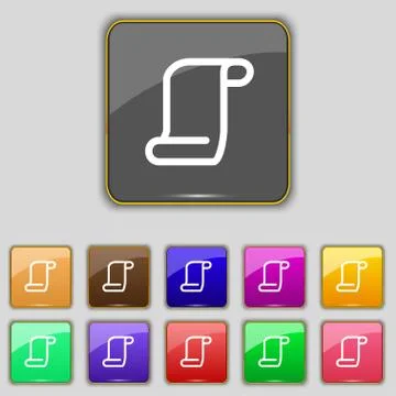 Paper scroll icon sign. Set with eleven colored buttons for your site. Vector 스톡 일러스트