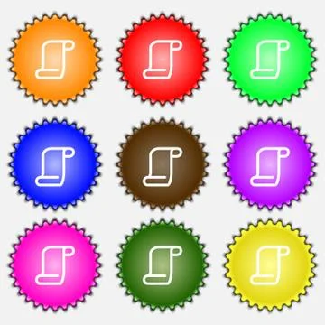 Paper scroll  icon sign. A set of nine different colored labels. Vector Stock Illustration