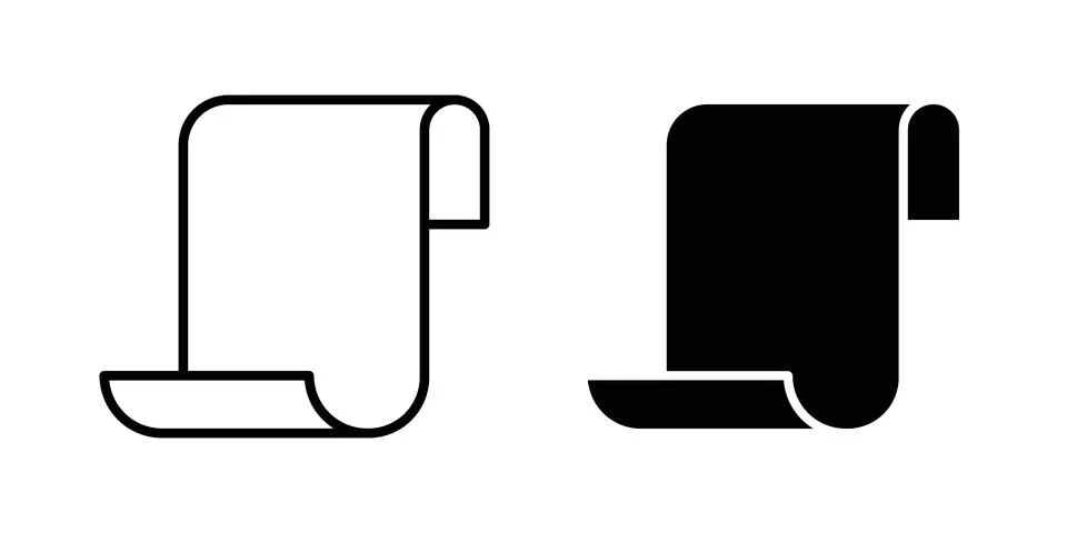 Paper Scroll icon silhouette vector set. thin line pack Stockillustratie