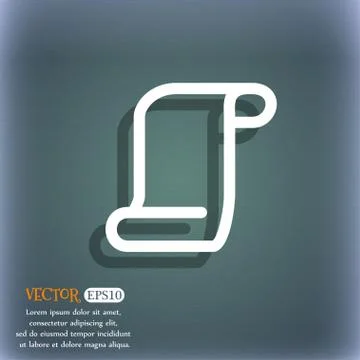 Paper scroll  icon symbol on the blue-green abstract background with shadow a Illustrazione stock