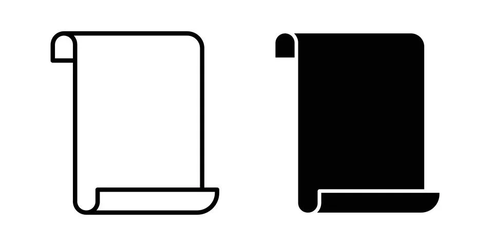 Paper Scroll icon symbol. Flat and Stroke Vector illustration 스톡 일러스트