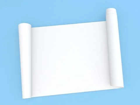 Paper scroll manuscript on a blue background. Stock Illustration