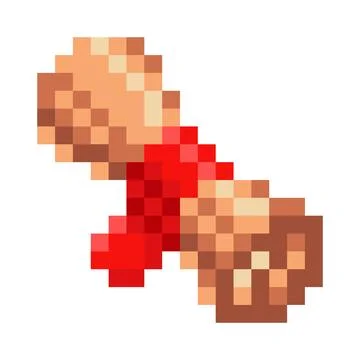 Paper scroll pixel art. Scroll with red ribbon retro game style icon. Vector Stock Illustration