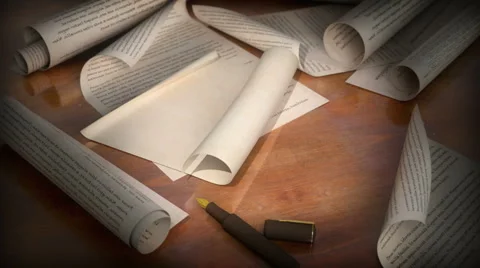 Paper scroll rolling out + Trackers Stock Footage 53018739