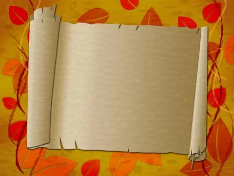Paper scroll showing rolled up and border Stock Illustration