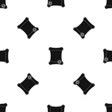 Paper scroll with wax seal pattern seamless black Stock Illustration