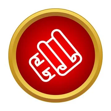 Paper scrolls document icon in red and gold frame Illustrazione stock