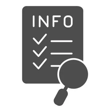 Paper search solid icon. Search info list vector illustration isolated on white 스톡 일러스트