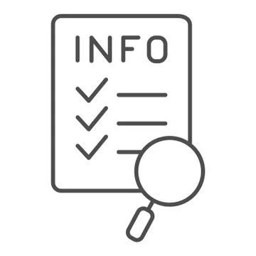 Paper search thin line icon. Search info list vector illustration isolated on Stock Illustration