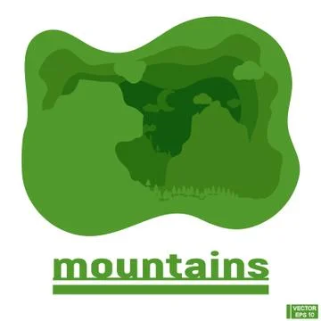 Paper sectional postcard with mountain Stockillustratie