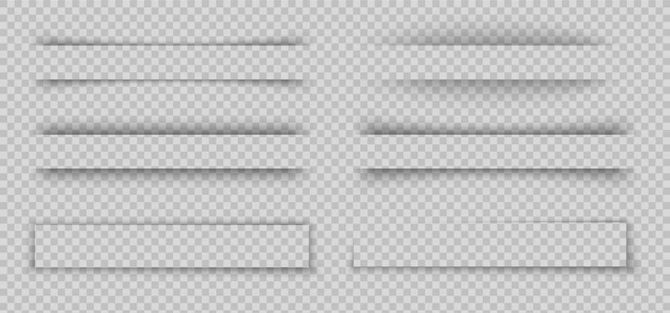 Paper shadow effect. Realistic frame and line with overlay shades. Top view of Stock Illustration