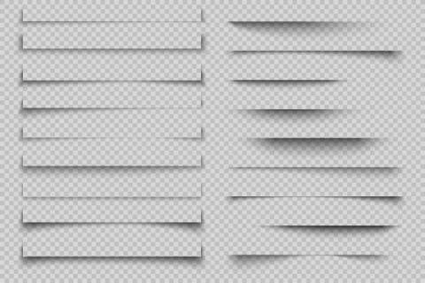 Paper shadow effect. Transparent realistic page shadows with corners, banner Illustrazione stock