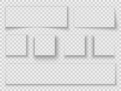 Paper shadow. Elements transparent realistic shadows frame page divider edge tab Illustrazione stock