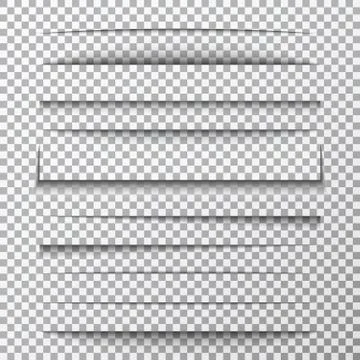 Paper shadows set on transparent background. Page divider with shadows. Reali Stock Illustration