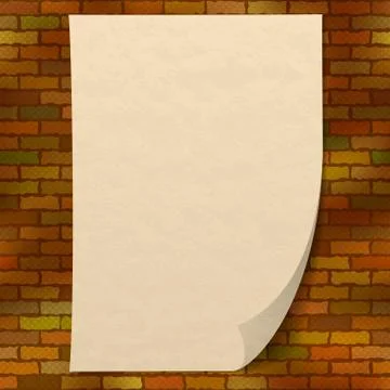Paper sheet on brick wall Stock-Illustration