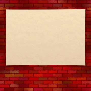 Paper sheet on brick wall Stock Illustration