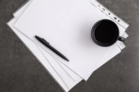 Paper sheet with copy space and with cup coffee Stock Photos